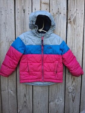 LL bean puffer jacket kids size 4T 650 fill goose down  Fleece lined soft